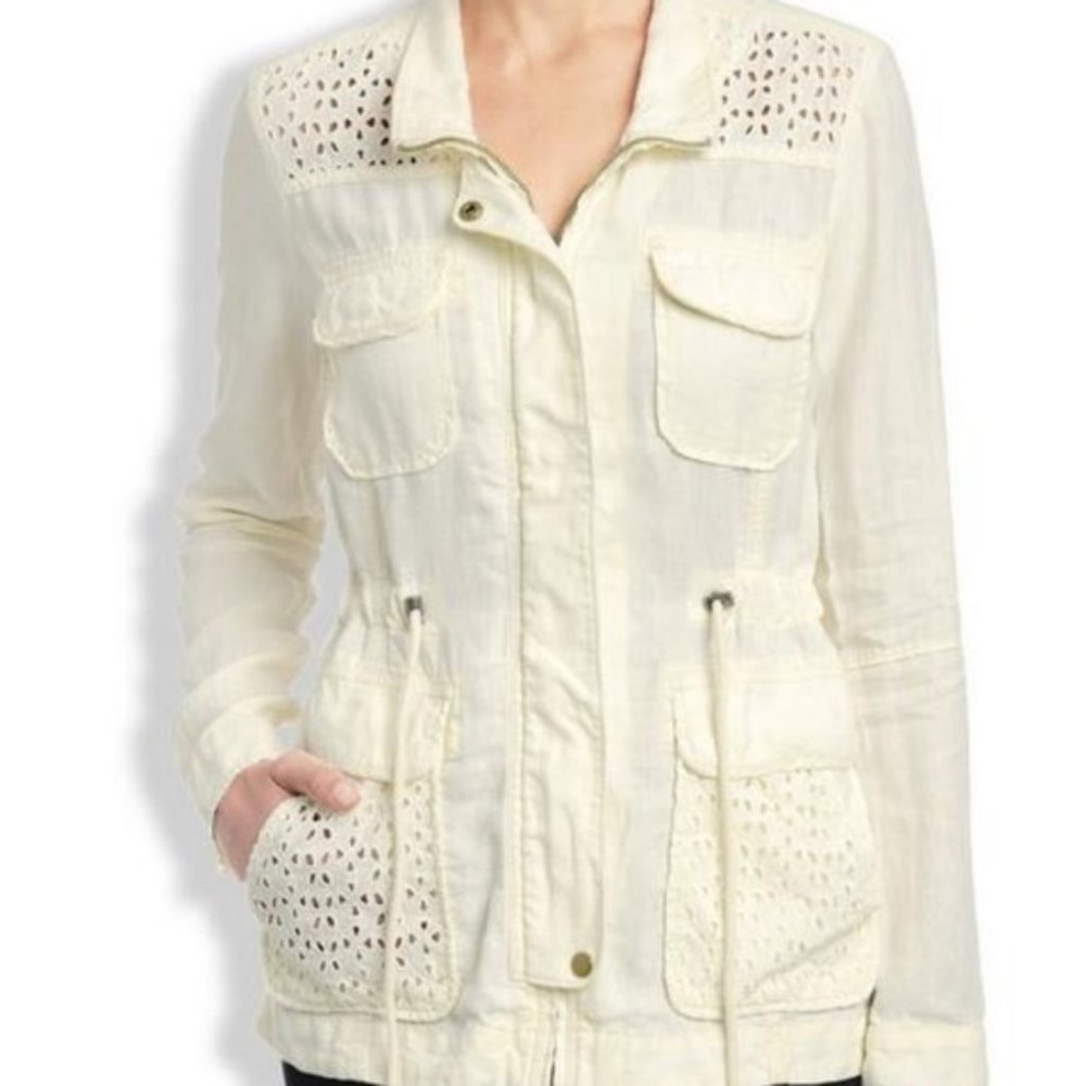 Lucky brand military jacket with eyelet de…